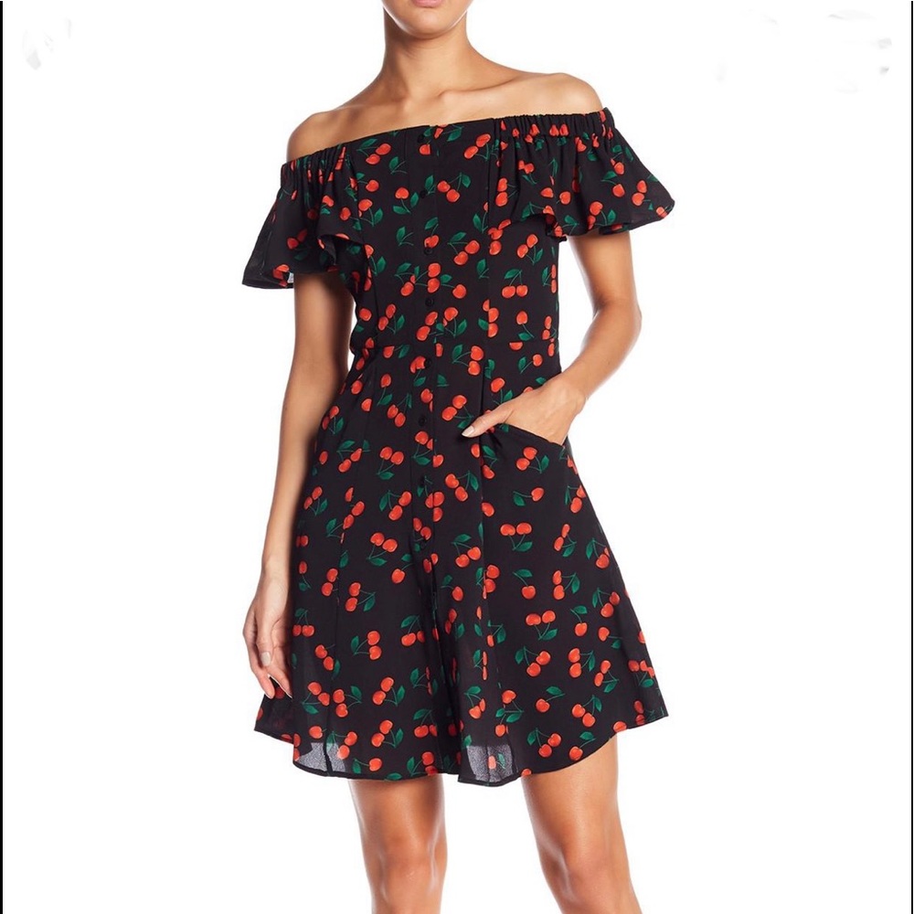 ROMEO & JULIET Couture Cherry Off Shoulder Dress